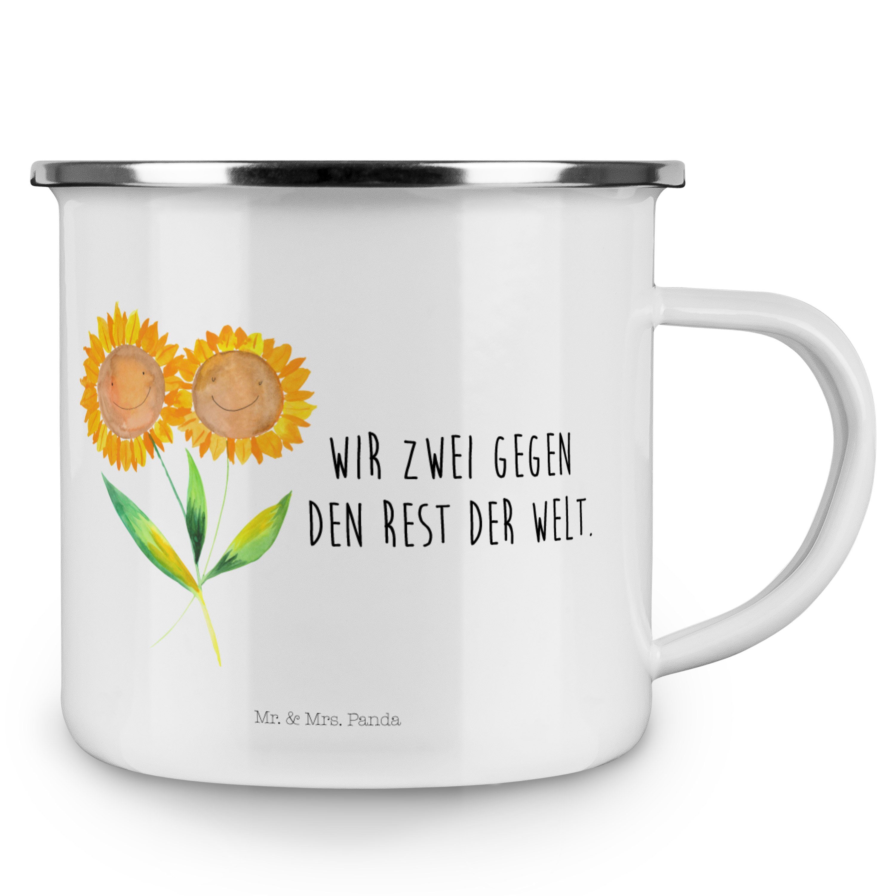 Geschenk, Mrs. Becher Weiß Lieblingsmensch, Deko, Panda Mr. Sonnenblume Blumen Emaille - Metallta, & -
