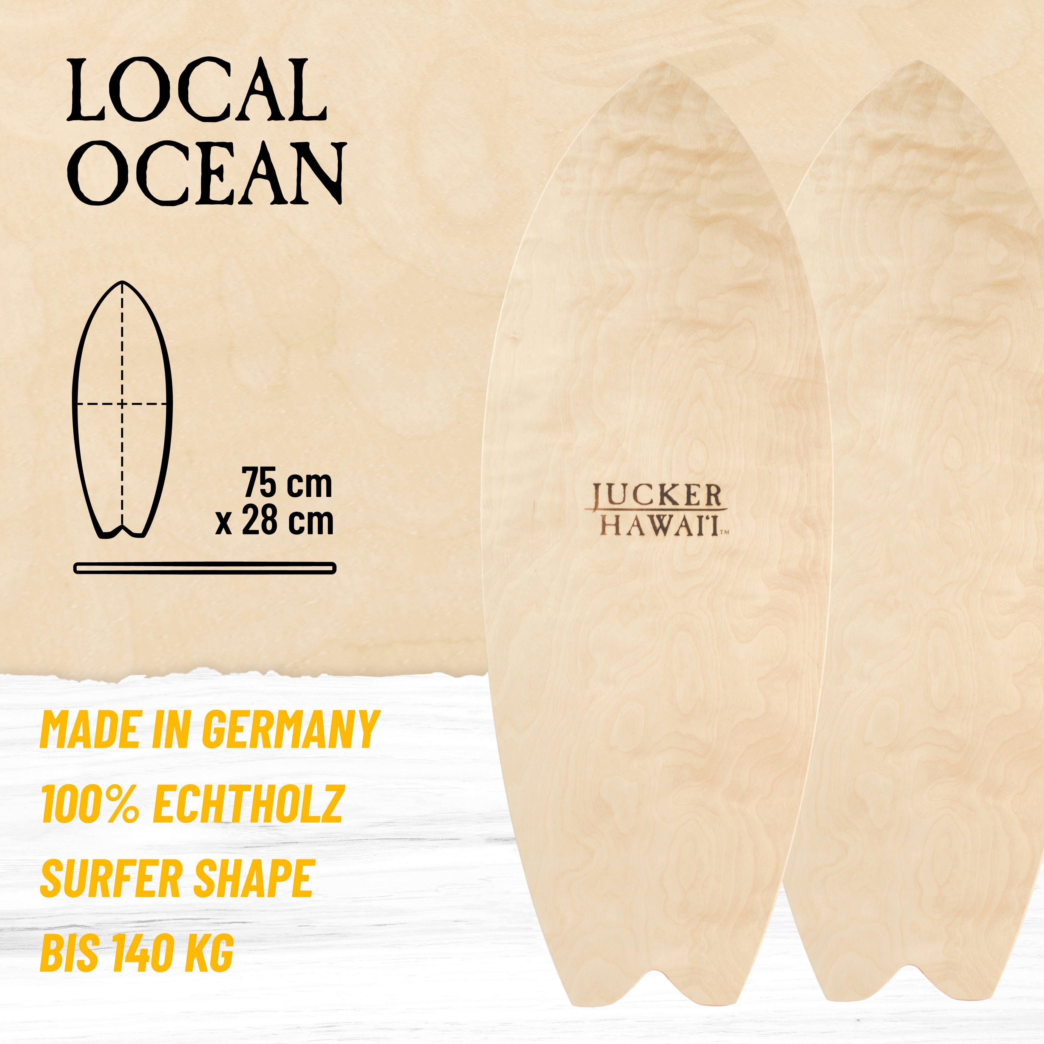 HAWAII aus Local Ocean Germany Made und Korkrolle Echtholz Balance inklusive 100% Korkmatte, in JUCKER Balanceboard Board