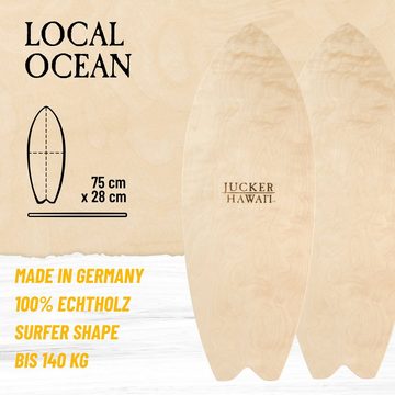JUCKER HAWAII Balanceboard Local Ocean inklusive Korkrolle und Korkmatte, Balance Board Made in Germany aus 100% Echtholz