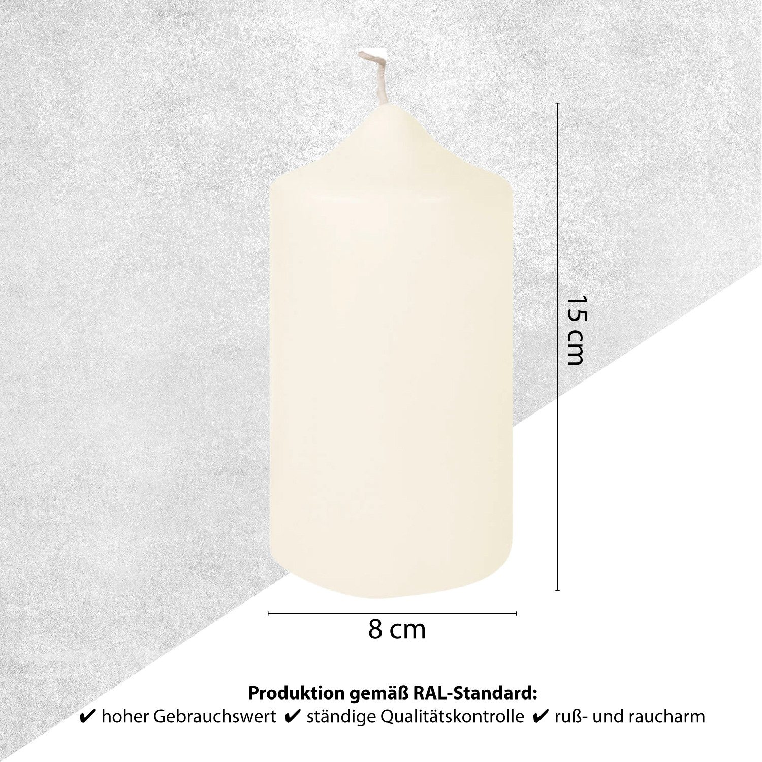 Fink Stumpenkerze FINK Stumpenkerze Candle - creme - H. 15cm x B. 8cm x D. 8cm (1 Stück)