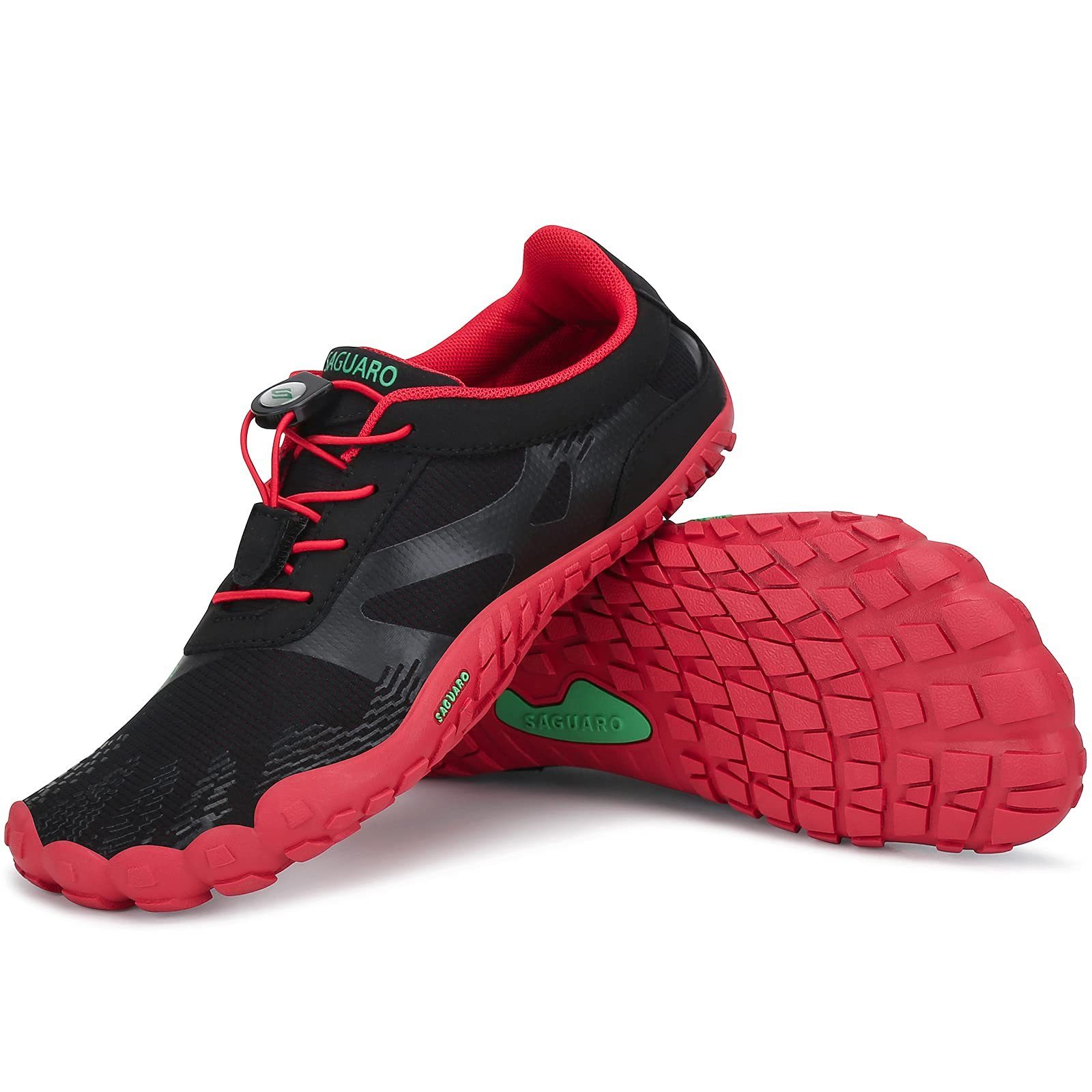 SAGUARO Barfußschuh (bequem, leicht, atmungsaktiv, rutschfest) Minimalschuhe Laufschuhe Sport-Schuhe Jogging Sneaker Trail-Running Rot 054