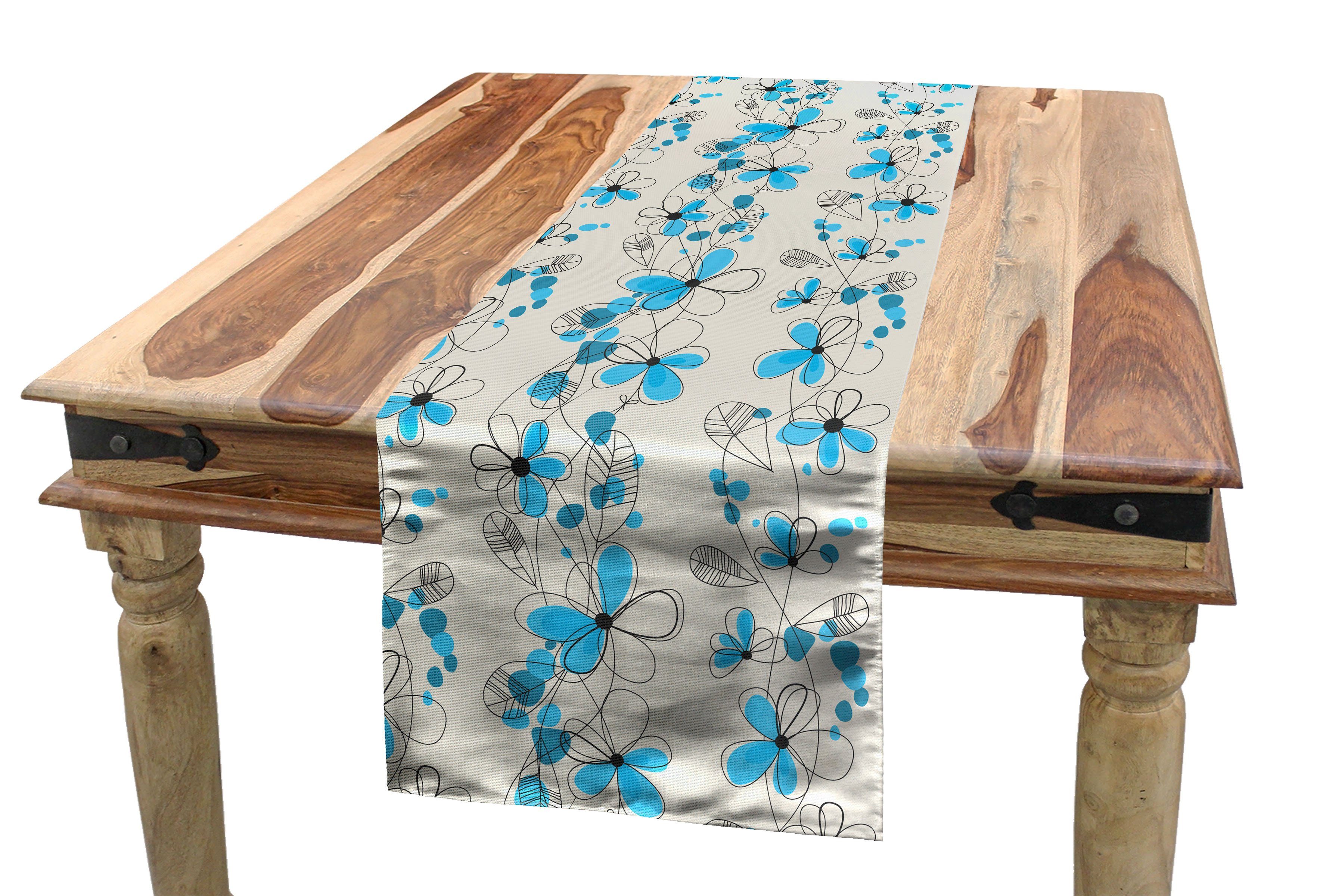 Abakuhaus Tischläufer Esszimmer Küche Rechteckiger Dekorativer Tischläufer, Grau und Blau Childish Gänseblümchen