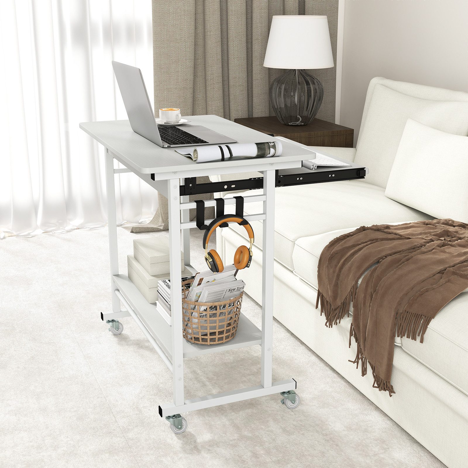 COSTWAY Computertisch, mit Rollen & Tastaturablage, günstig online kaufen