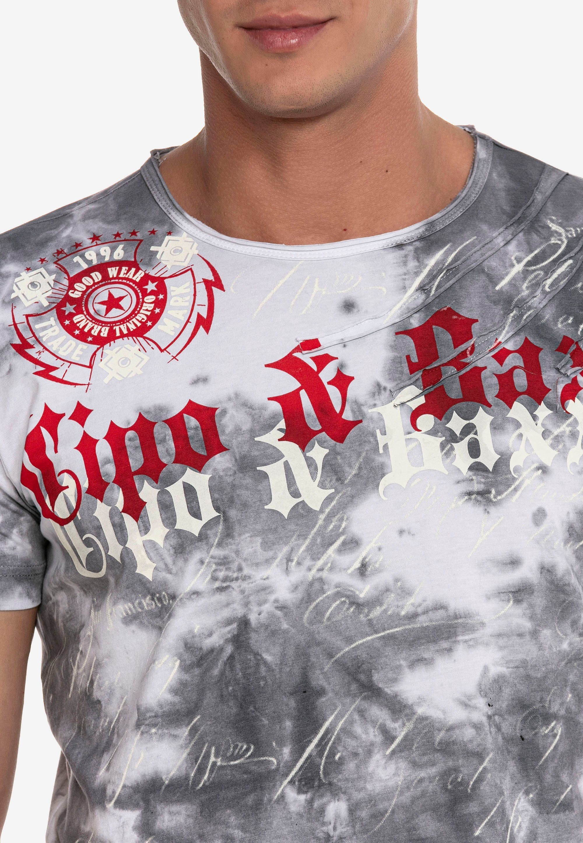 Cipo & Marken-Frontprint trendigem Baxx mit anthrazit T-Shirt