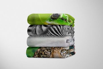 Sinus Art Handtücher Handtuch Strandhandtuch Saunatuch Kuscheldecke mit Tiermotiv schöner Kater Katz, Baumwolle-Polyester-Mix (1-St), Handtuch