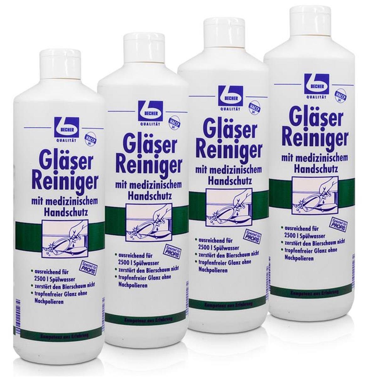 Dr. Becher 4x Dr. Becher Gläser Reiniger Premium 1 Liter Glasreiniger