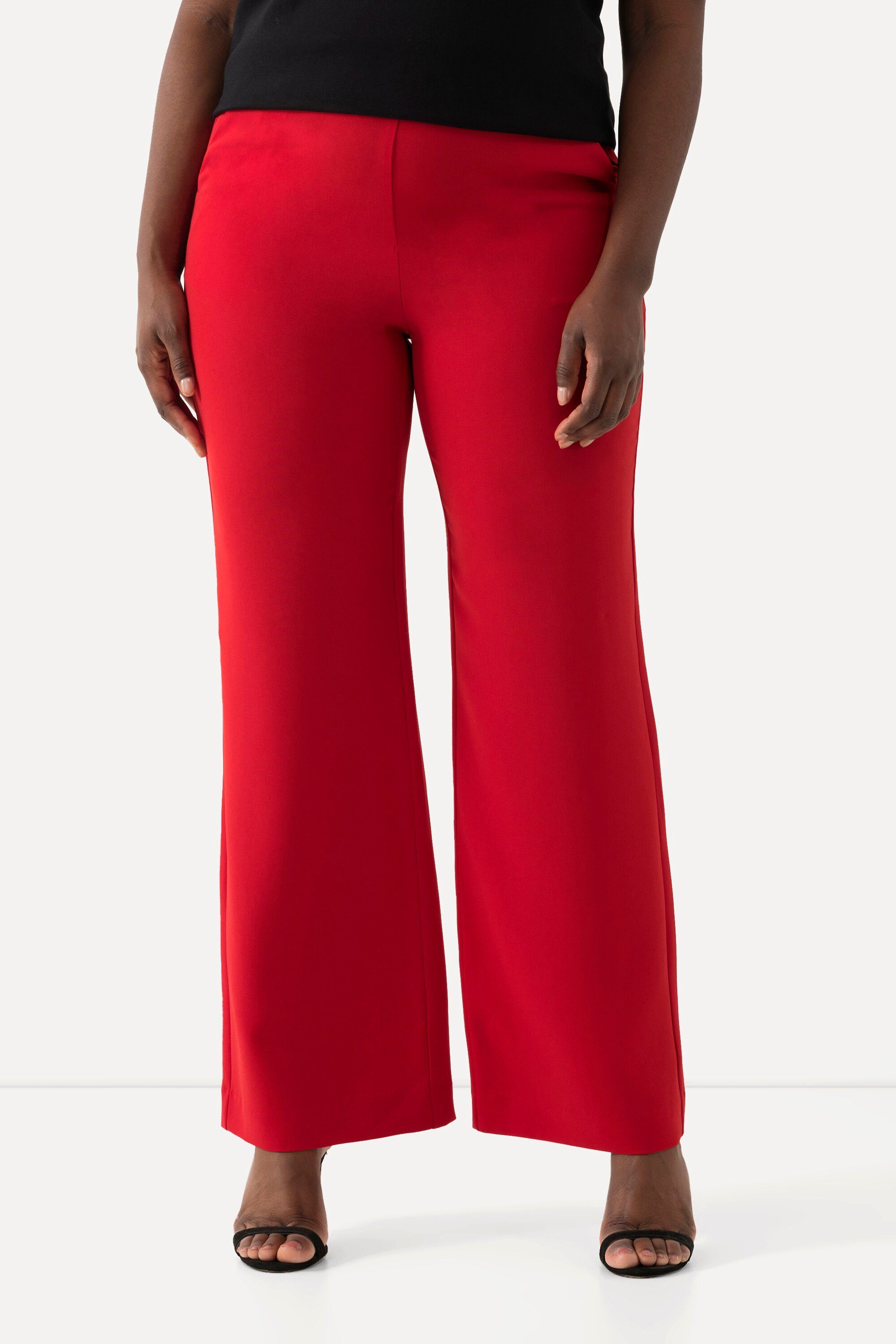 Ulla Popken Bermuda Femme Grandes Tailles - Jambe Large Droite, Ceinture Élastique Confortable, Jersey Viscose Doux