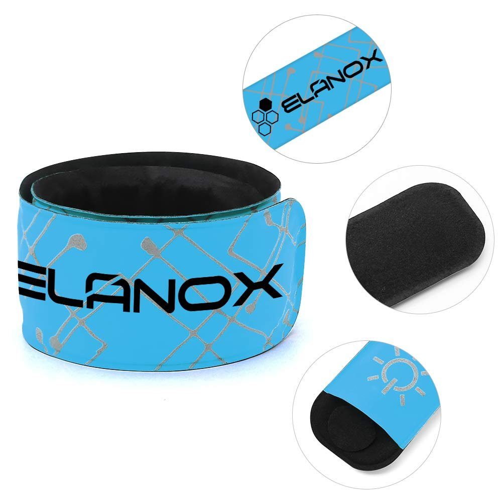 1 Batterie Sicherheitslicht LED x ELANOX Armband LED Sport Reflektorband blau mit Outdoor Blinklicht Leuchtband