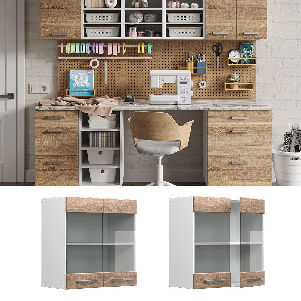 Vicco Schranksystem R-Line, Sonoma/Weiß, 60 cm günstig online kaufen