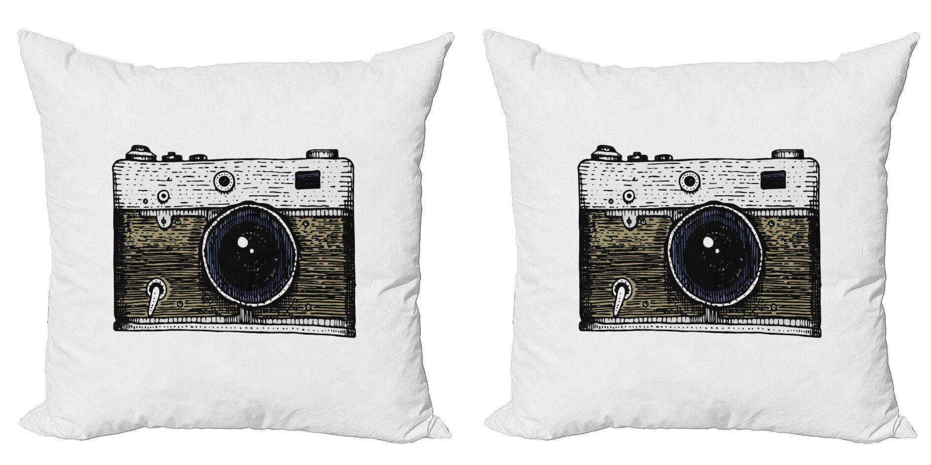 Modern Traditioneller Abakuhaus Kamera (2 Kissenbezüge Doppelseitiger Accent Stück), Sketch Digitaldruck, Kunstwerk