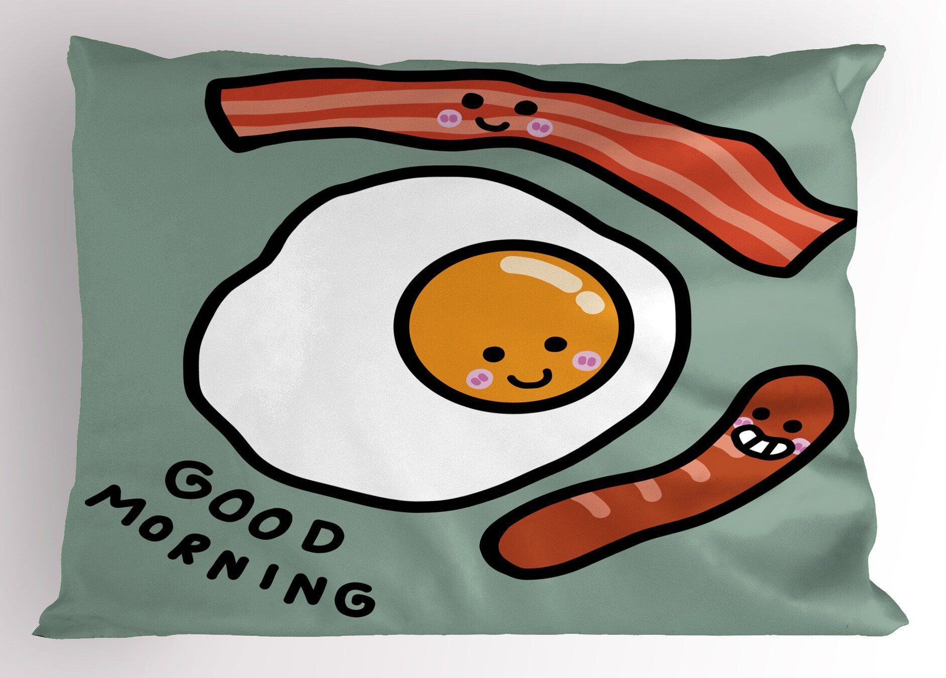 Kissenbezüge Dekorativer Standard Frühstück Ei (1 Abakuhaus Morgen King Stück), Gedruckter Size Kissenbezug, Wurst