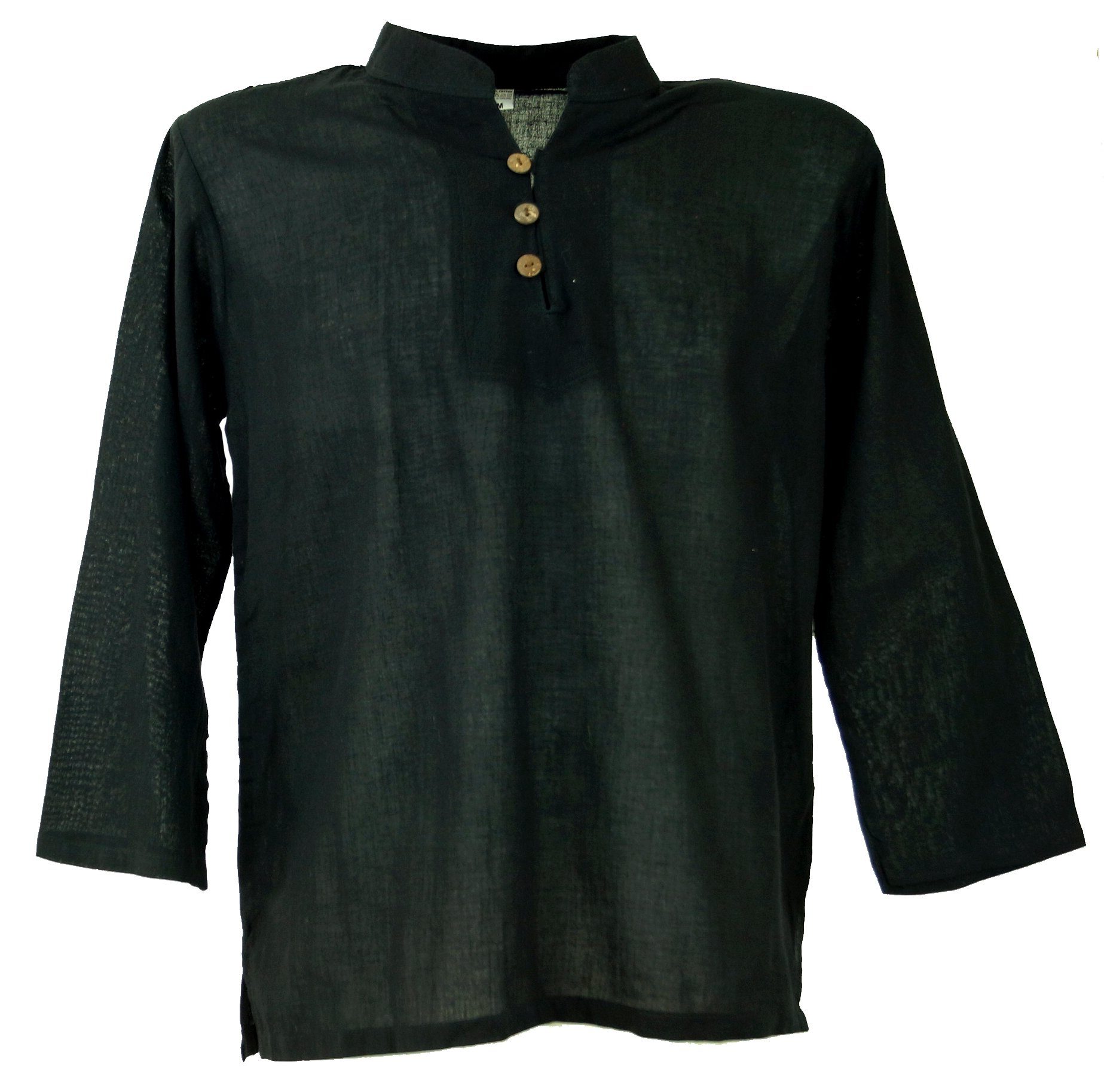Guru-Shop Hemd & Shirt Yoga Hemd, Goa Hemd mit Knopfleiste - schwarz Ethno günstig online kaufen