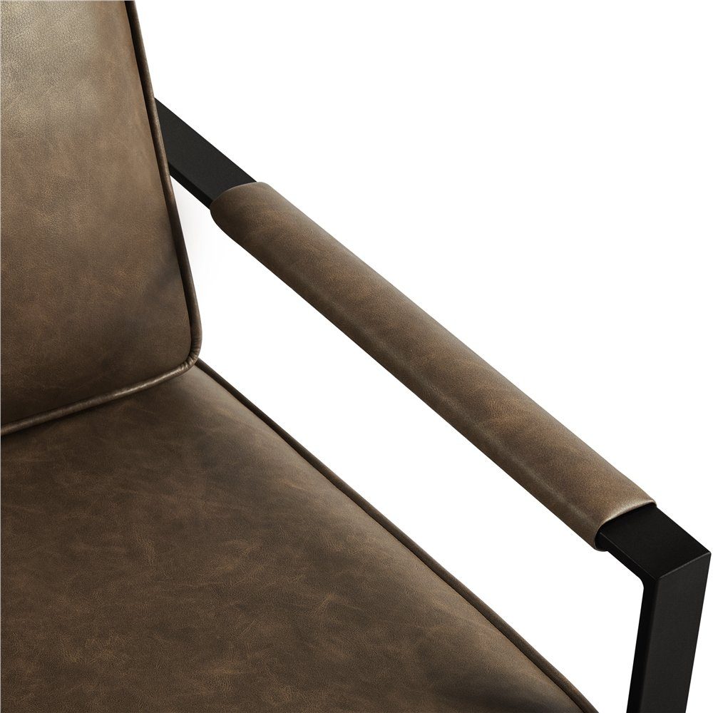 Yaheetech Relaxsessel, Retro-Stuhl Einzelsessel aus Braun Kunstleder