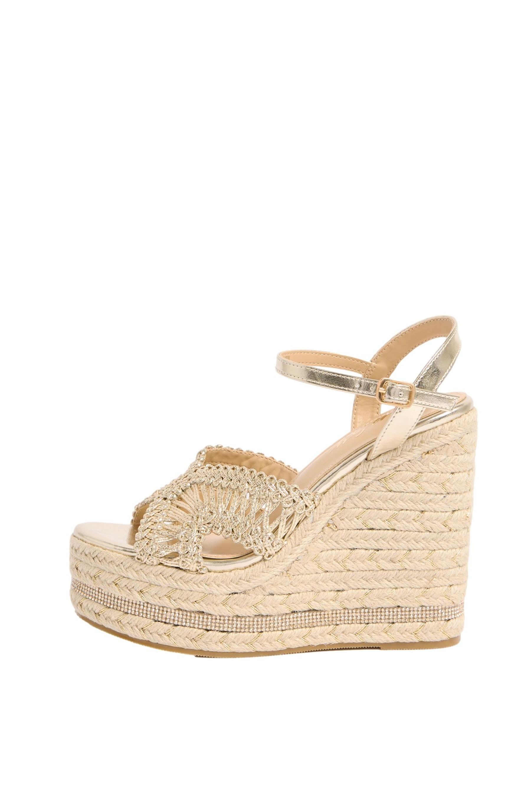 Lipsy Espadrille-Sandaletten, Keilabsatz + Strass Keilsandalette