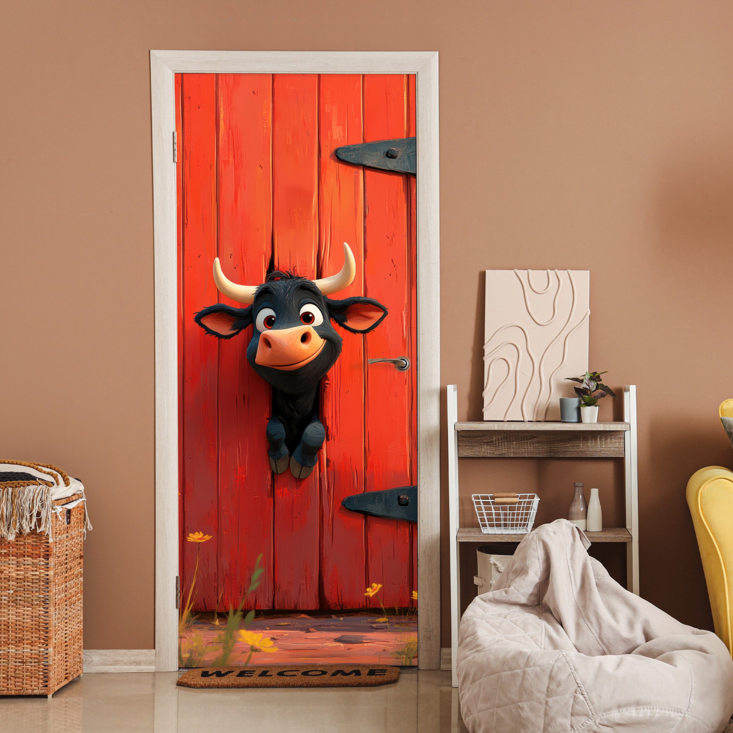 MuchoWow Türtapete Stier - Rot - günstig online kaufen