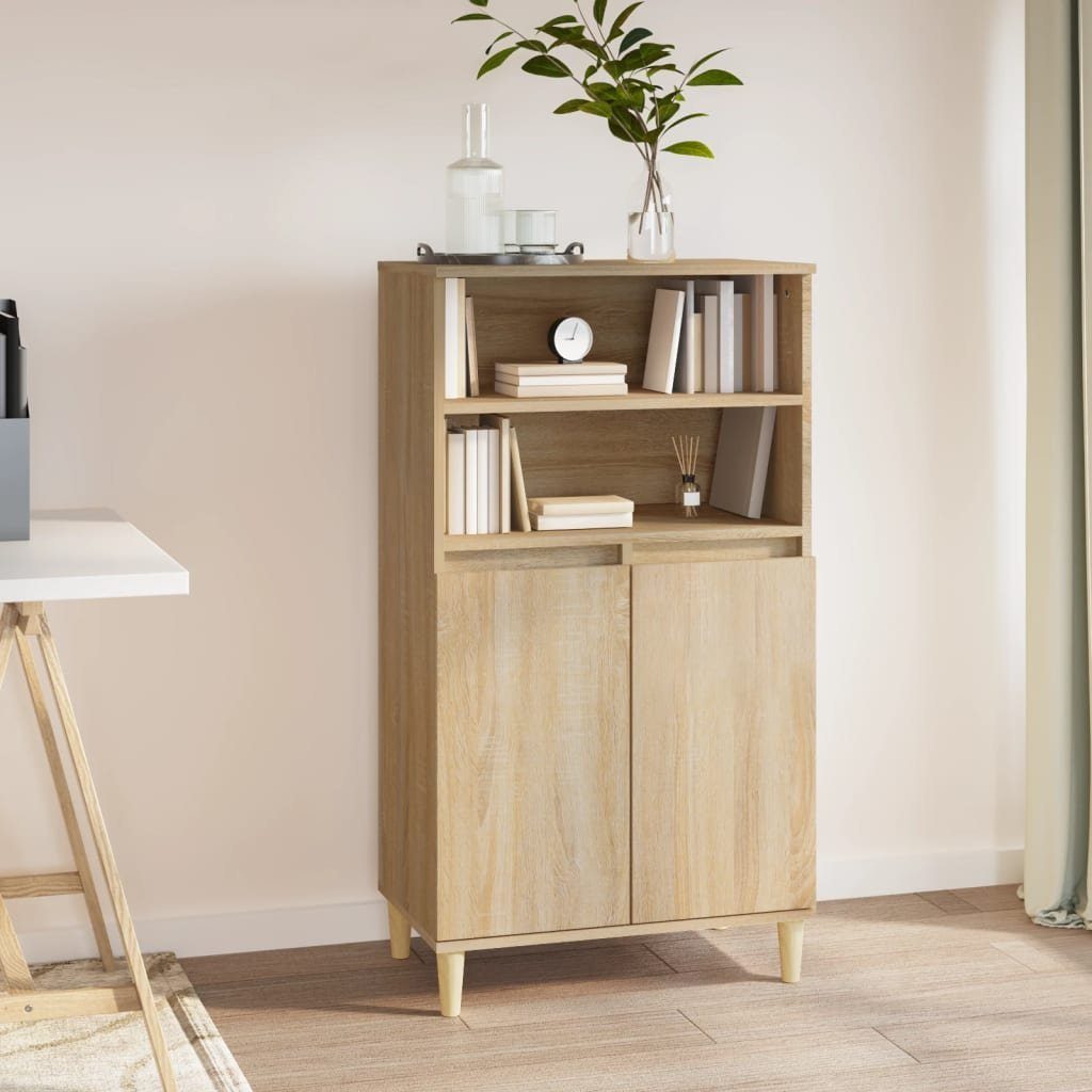 furnicato Highboard Sonoma-Eiche 60 x 36 x 110 cm aus Holzwerkstoff und (1 St)