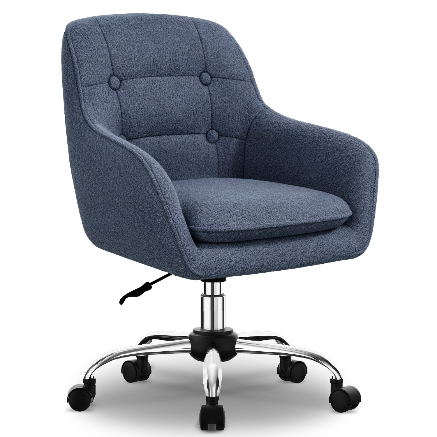 Adormii Bürostuhl Schminkstuhl,Homeoffice Stuhl mit Armlehnen,Drehstuhl mit Rrollen (Schreibtischstuhl,Boucle-Gewebe,höhenverstellbar,für Schminktisch,Arbeitszimmer, Schlafzimmer,150kg)