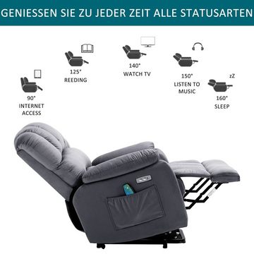 Sweiko Massagesessel, Elektrischer Ruhesessel mit Seitentaschen, Massage- und Heizfunktion