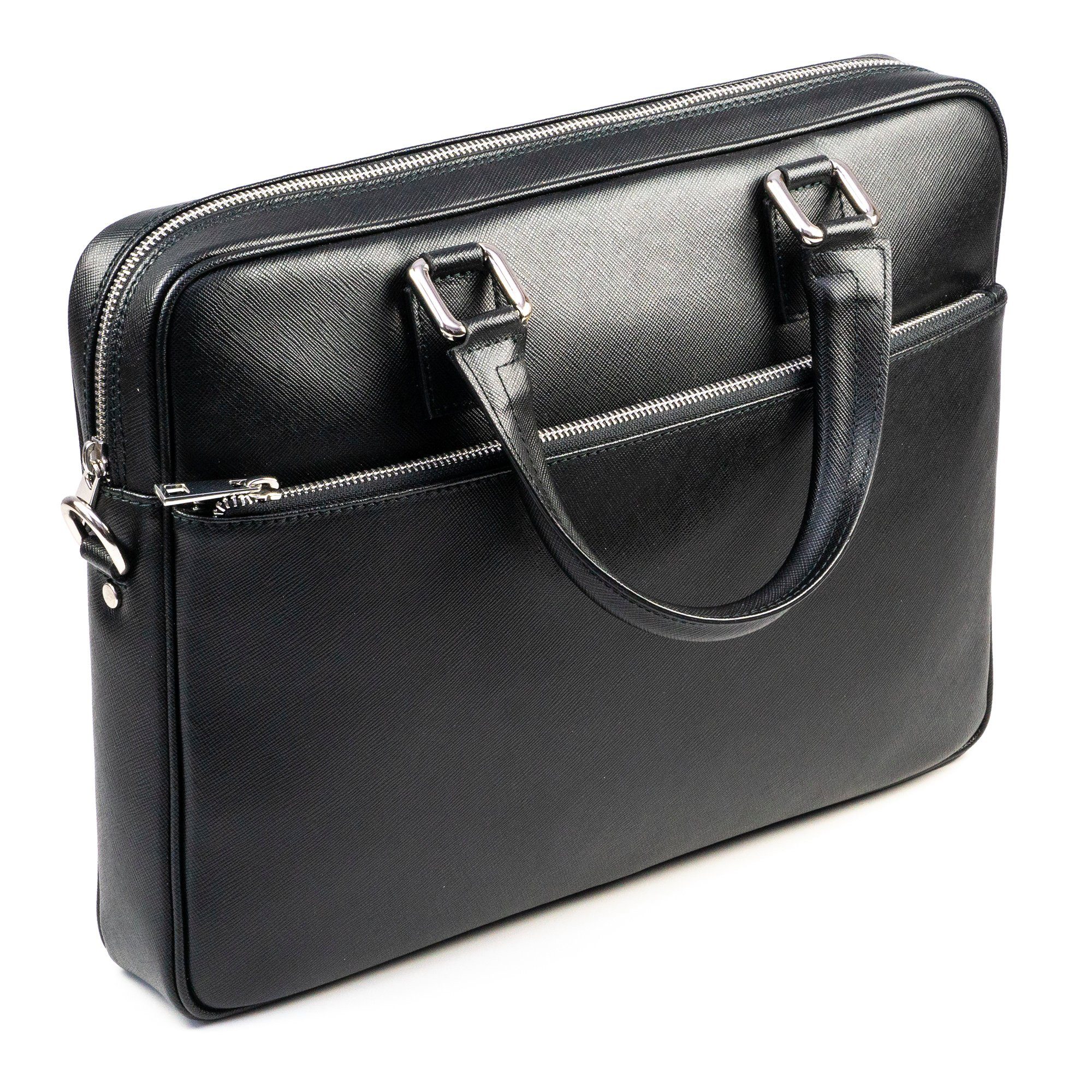 So Milano Handtasche, Made in Italy, Leder, Schwarz