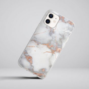 DeinDesign Handyhülle Gold Marmor Glitzer Look White and Golden Marble Look, Apple iPhone 12 Silikon Hülle Bumper Case Handy Schutzhülle