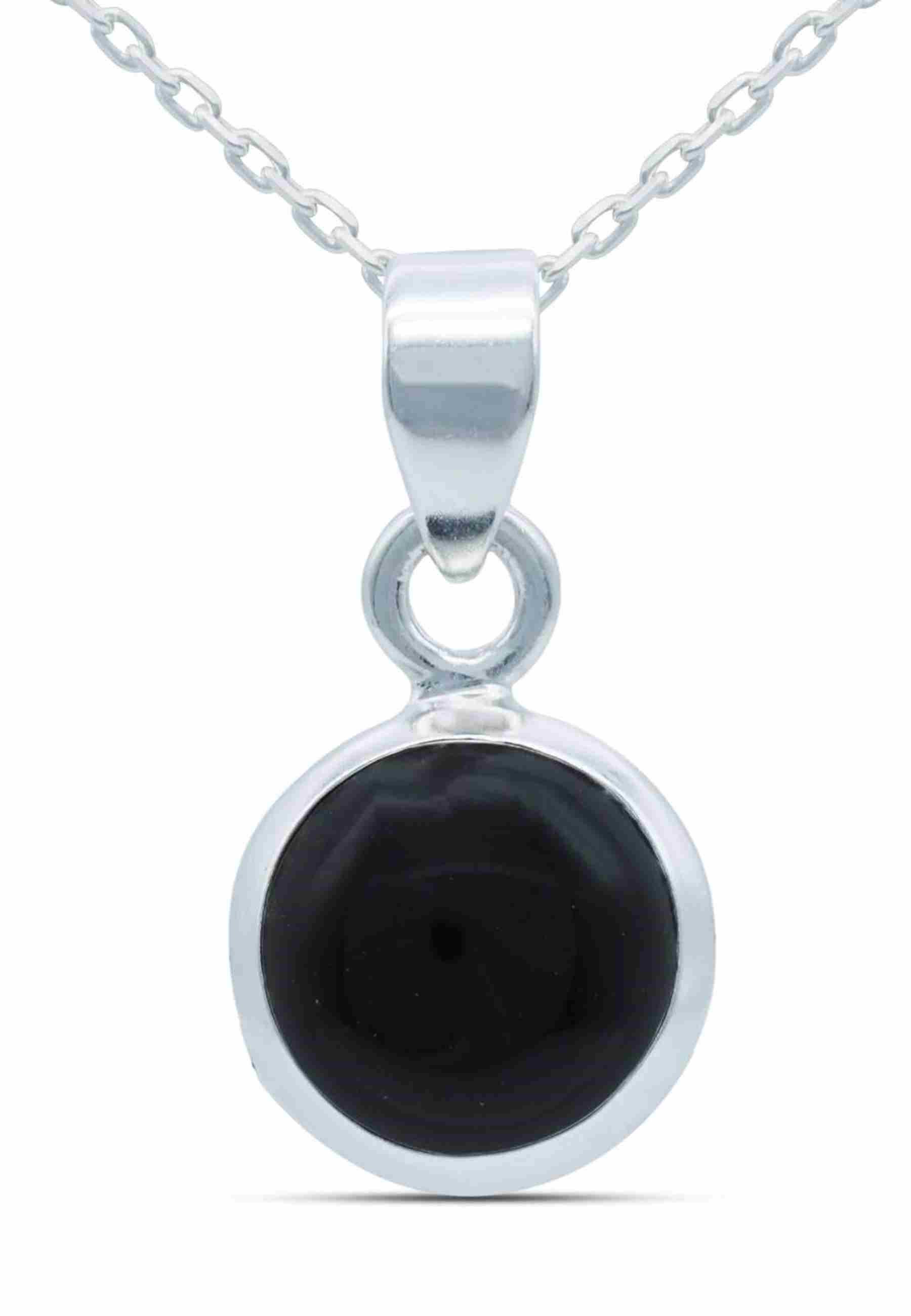 mantraroma Kette mit Anhänger MIALE rund aus 925 Silber mit Onyx (Kettenanh günstig online kaufen