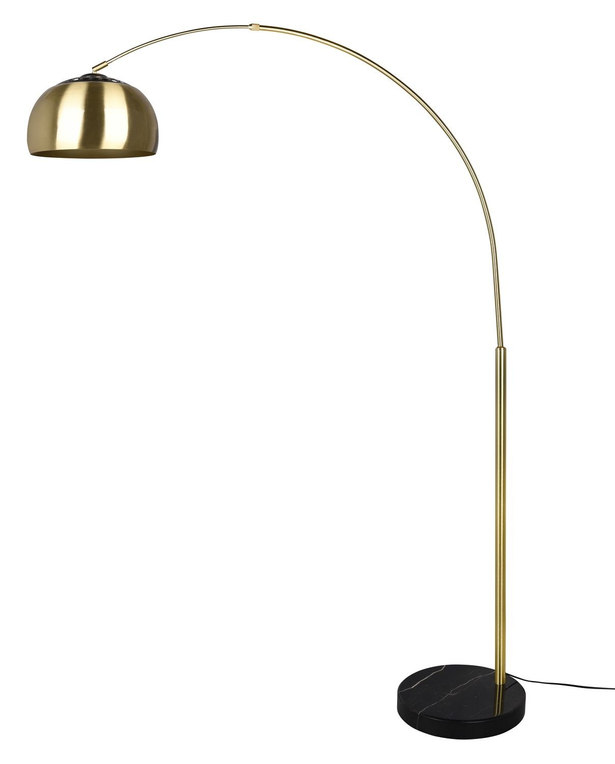 TRIO Leuchten Bogenlampe Argentina, ohne Leuchtmittel, modernes Design, aus  edlem Metall, ideal für das Wohnzimmer, aus Metall mit schwarzem Marmorfuß