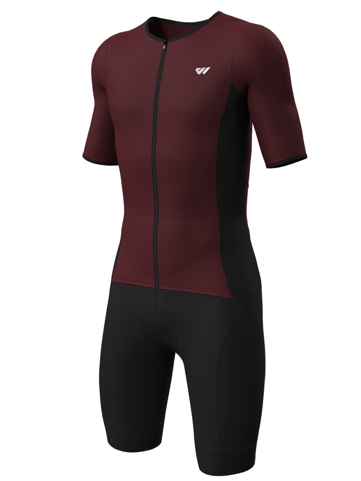 Wulibike Trainingsanzug Herren-Triathlonanzug Kurzarm Einteiler mit Sitzpolster, atmungsaktiv (Einteilig, 1-tlg), aerodynamischer Trainingsanzug für Radsport Laufen Schwimmen