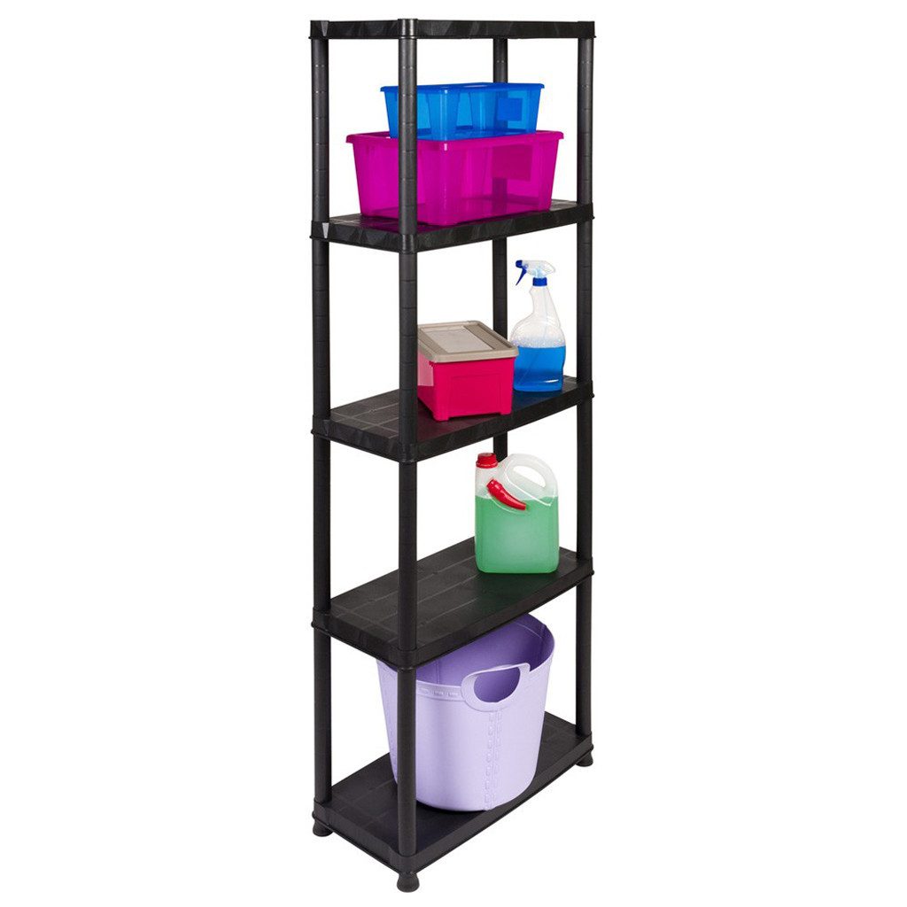 Kreher Standregal 'Primo Plus' mit 5 Böden aus Kunststoff in Schwarz, 1-tlg günstig online kaufen