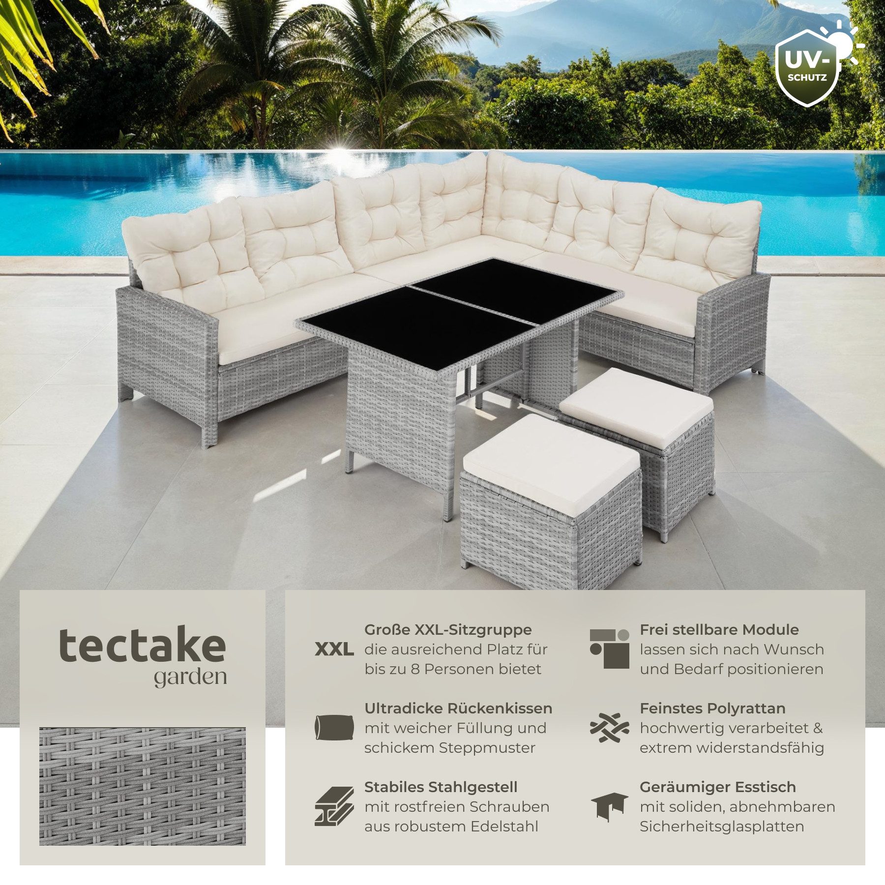 tectake Loungeset Rattan Lounge, (Set., 6-tlg), günstig online kaufen