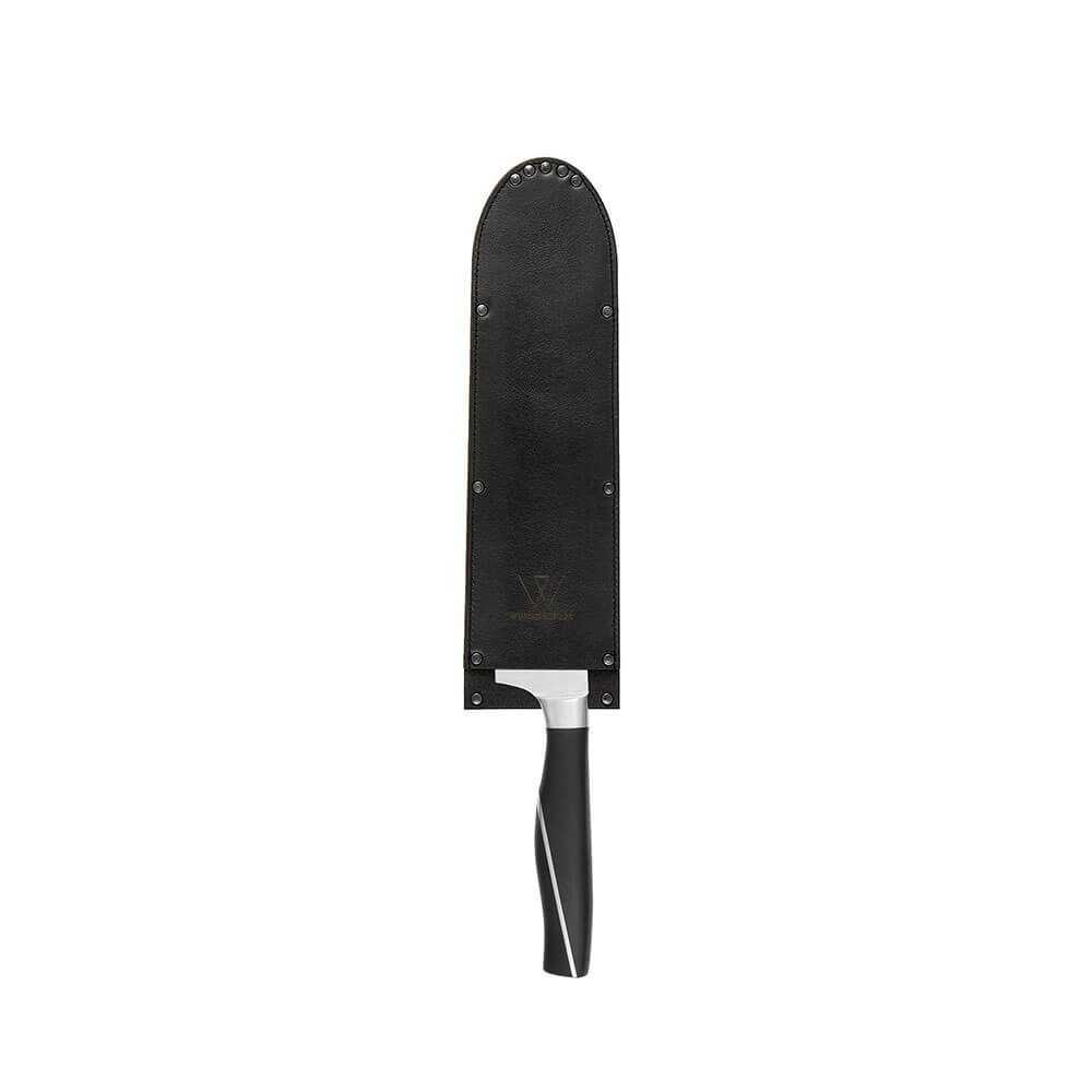 Wunschleder Kochmesser Wunschleder schwarz mit Kevlar® 30 Klingenschutz breit cm