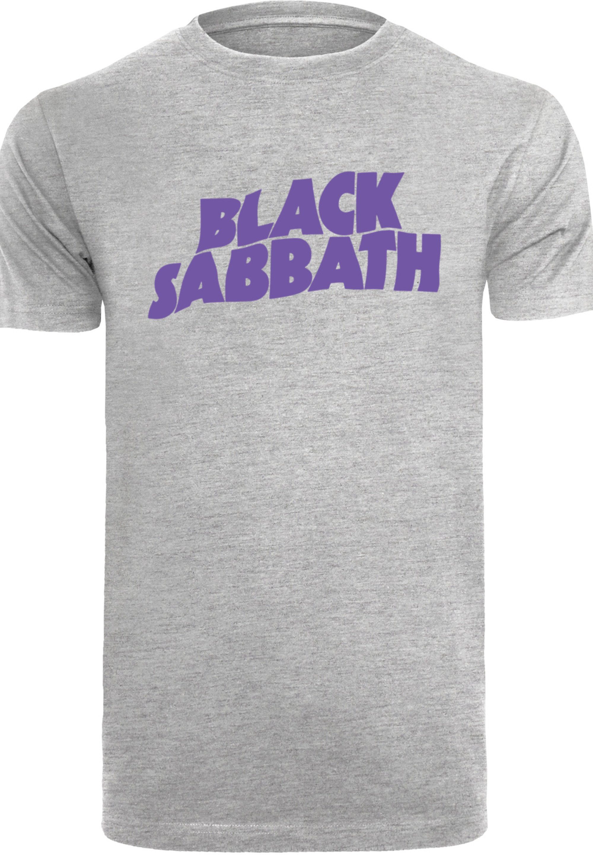 Heavy grey Wavy Band F4NT4STIC Print Metal Sabbath Black heather T-Shirt Black Logo