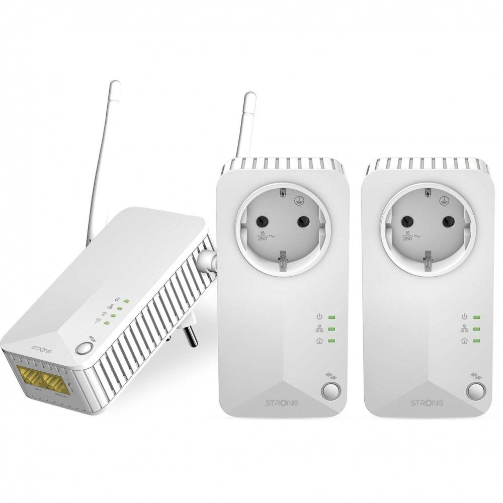 Strong Powerline Wi-Fi 600 Triple Pack (V2) - WLAN Lösung WLAN-Router, Starkes Powerline-Wi-Fi mit großer Reichweite