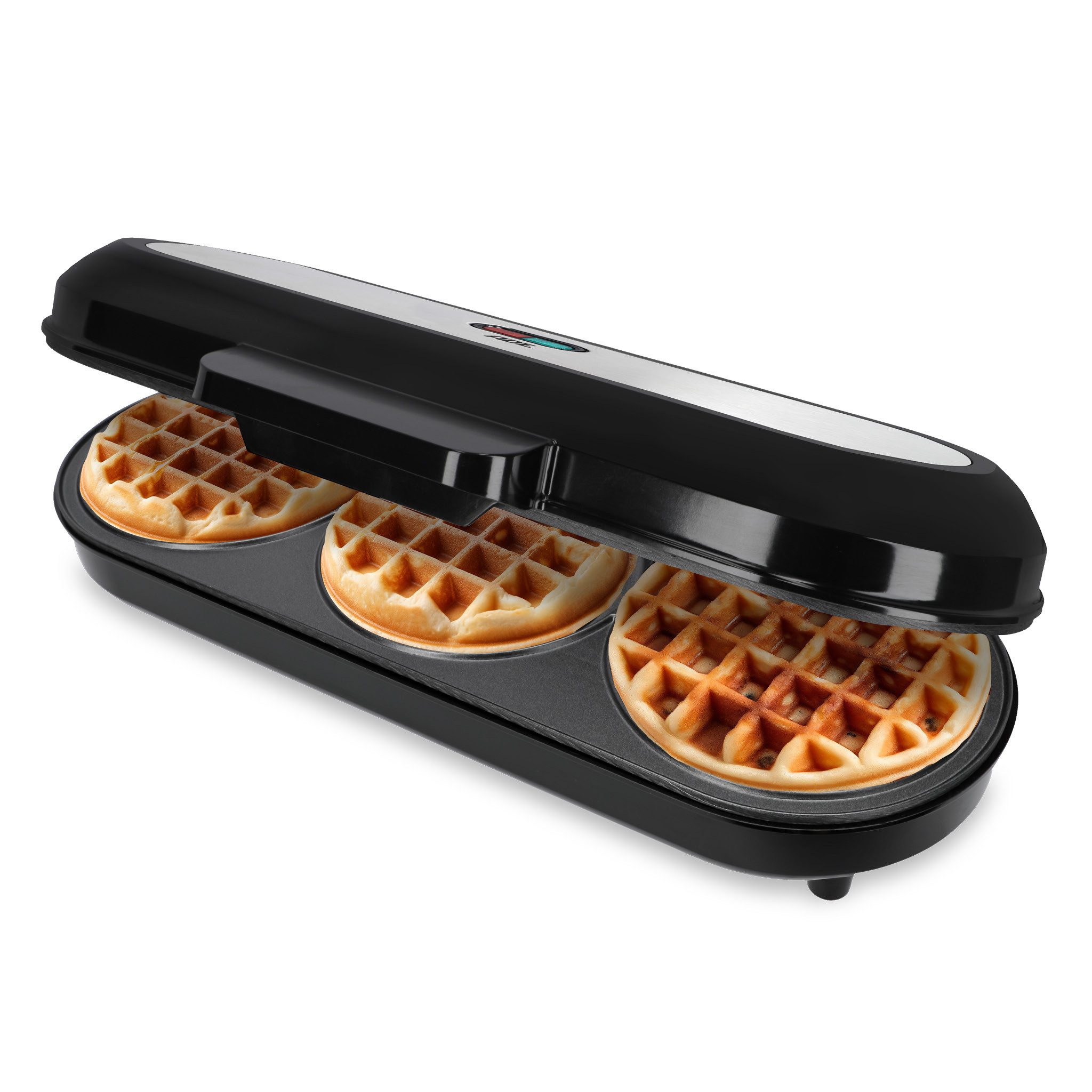 ADE Waffeleisen XXL mit 3 Platten für kleine belgische Waffeln, 1200,00 W, hochwertige Antihaftbeschichtung, Cool-Touch-Griff