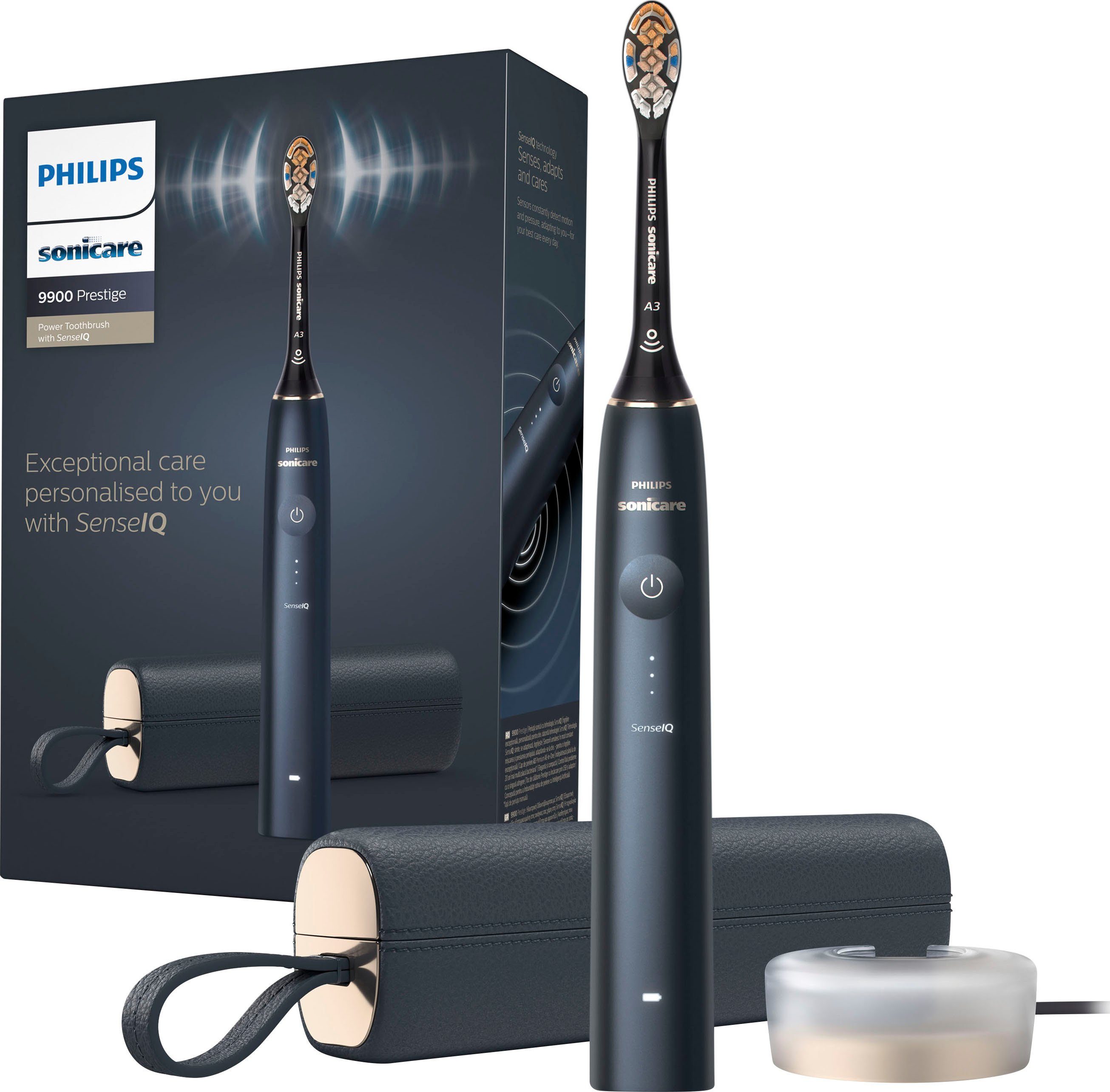 Philips Sonicare Elektrische Zahnbürste Diamond Clean Prestige HX9992, Aufsteckbürsten: 1 St., mit Schalltechnologie, SenseIQ-Technologie, KI gesteuerte Sonicare App