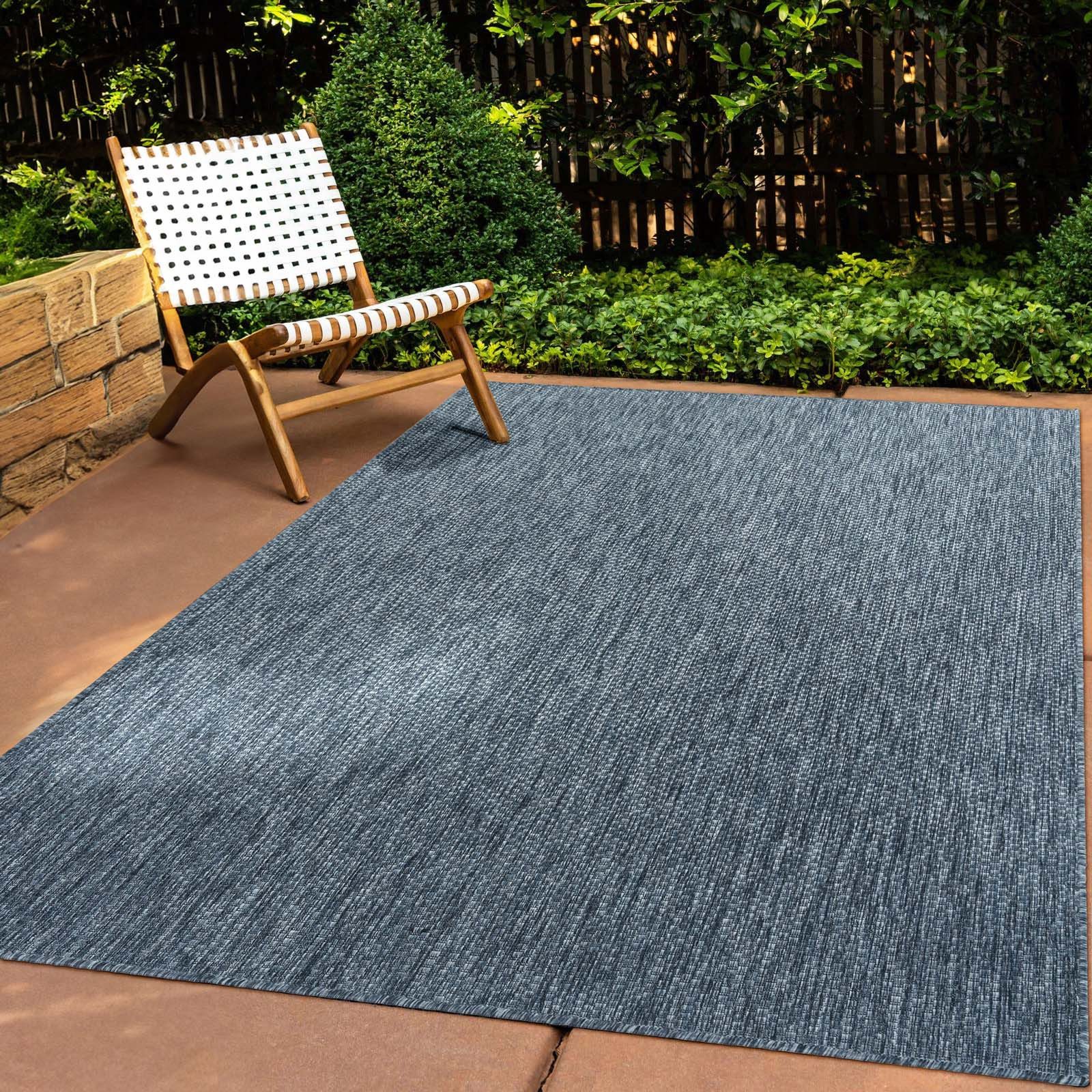 Teppich Tara Carpet Columbia Meliert In & Outdoor auch für die Küche, TaraCarpet, rechteckig, Höhe: 5 mm, Balkon Terrasse Wintergarten blau meliert Esszimmer 67x180