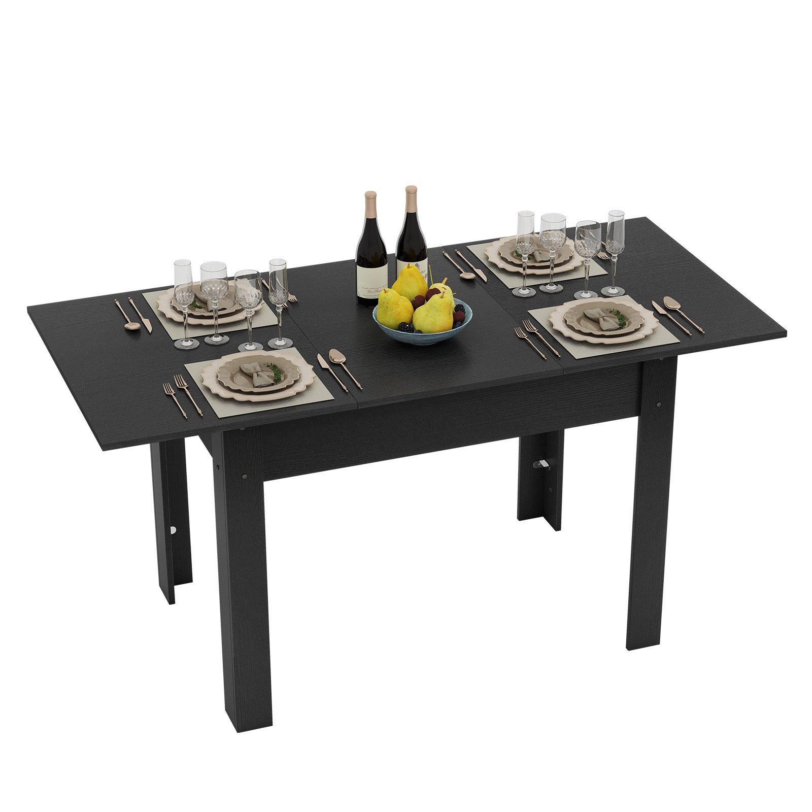 Puluomis Esstisch Esszimmertisch Ausziehbarer Tisch 150 x70 x 73 cm für 4-6 Personen (Küchentisch Holztisch), holz braun schwarz