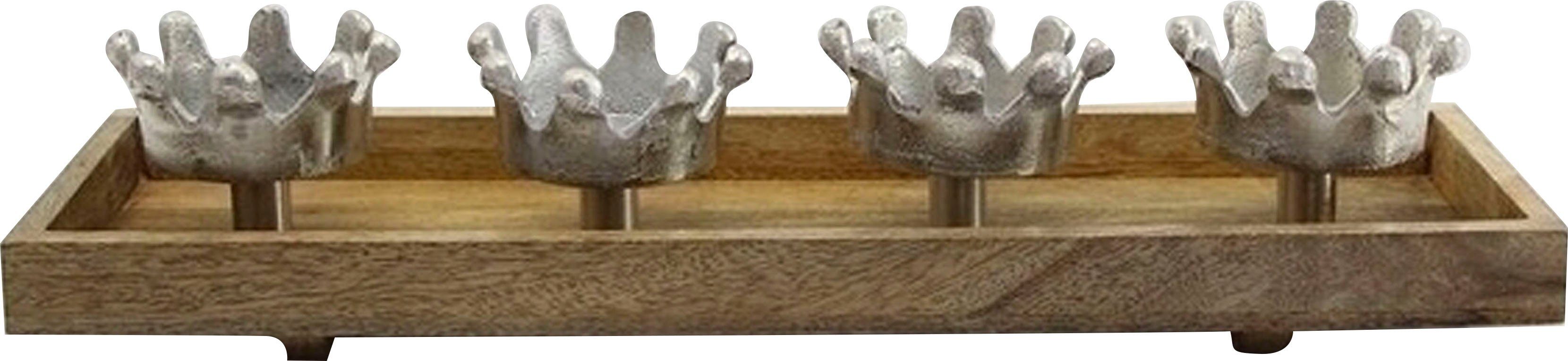 Home affaire Kerzenhalter Holz liebevoll cm gestalteten (1 St), ca. 47 Krönchen mit Metall, aus Breite Adventsleuchter und