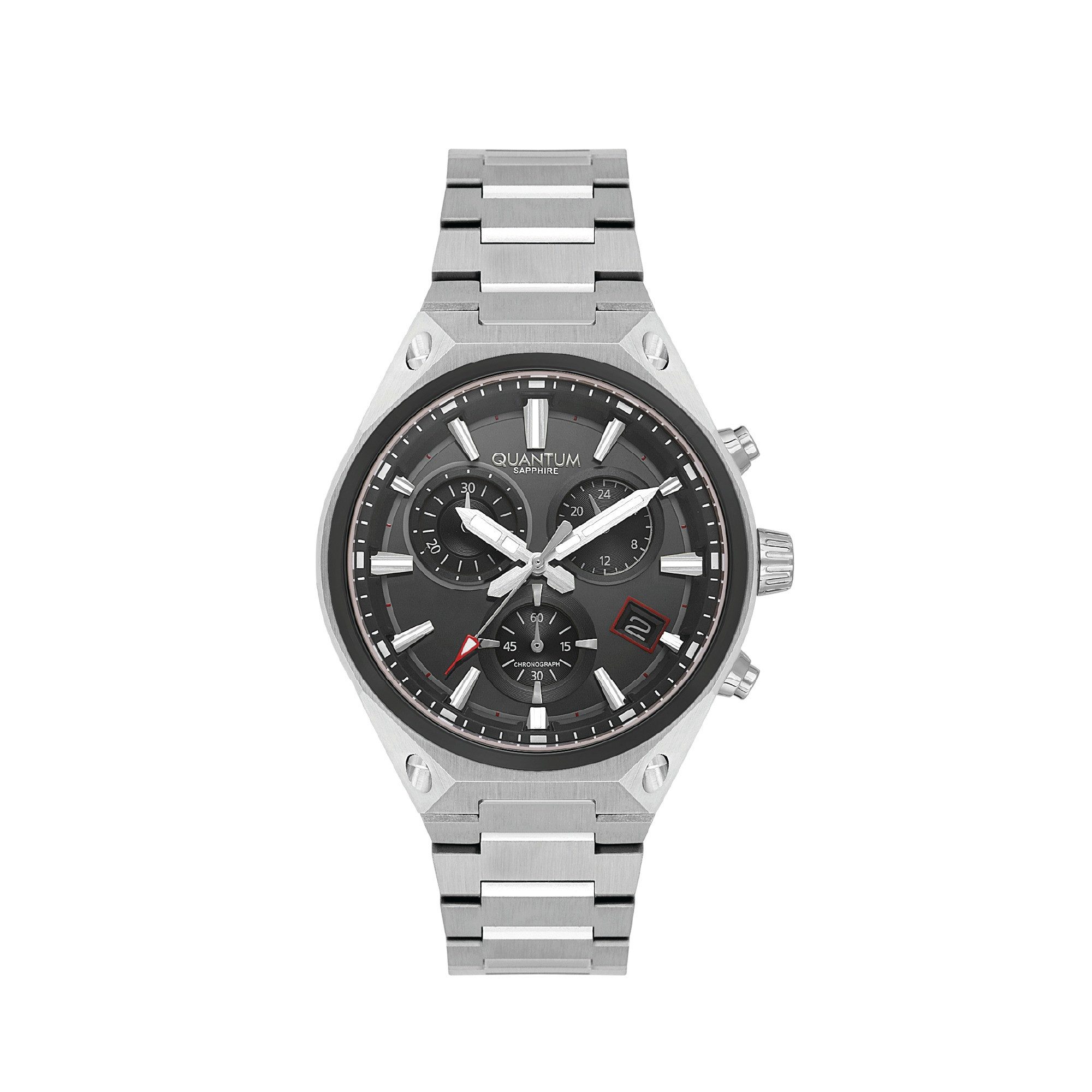 QUANTUM Chronograph Herrenuhr Edelstahl, 43 mm, Herren Armbanduhr, 10 ATM wasserdicht HNG1172.350, (1-tlg)