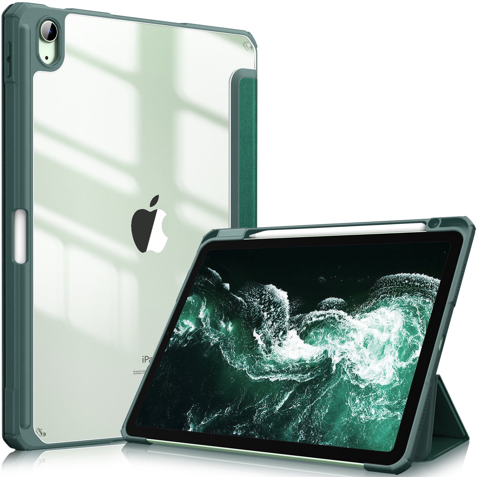 Fintie Tablet-Hülle für iPad Air 11'' M4/M3/M2(2026/2025/2024), iPad Air 5/4 Gen 2022/2020 10.9 Zoll, mit Stifthalter, Hülle mit transparenter Hartschale auf der Rückseite