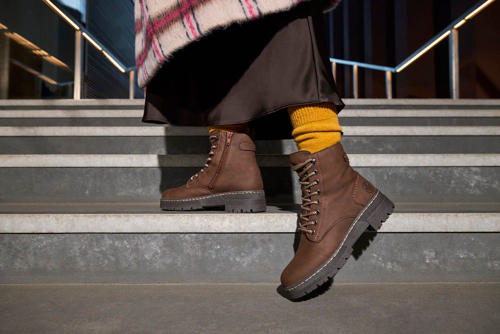 Rieker Schnürstiefelette Schnürboots, Plateauboots, Profilsohle, mit günstig online kaufen