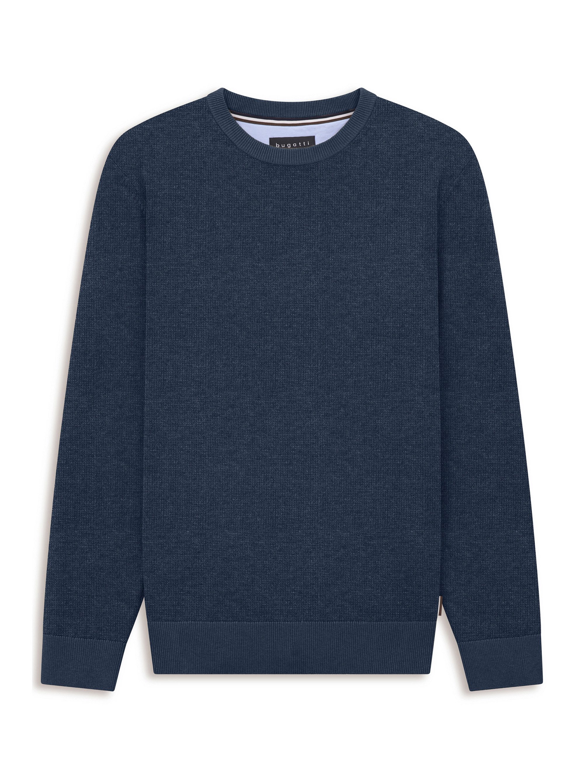 bugatti Rundhalspullover Regular Fit Regular Fit Baumwolle Rundhals