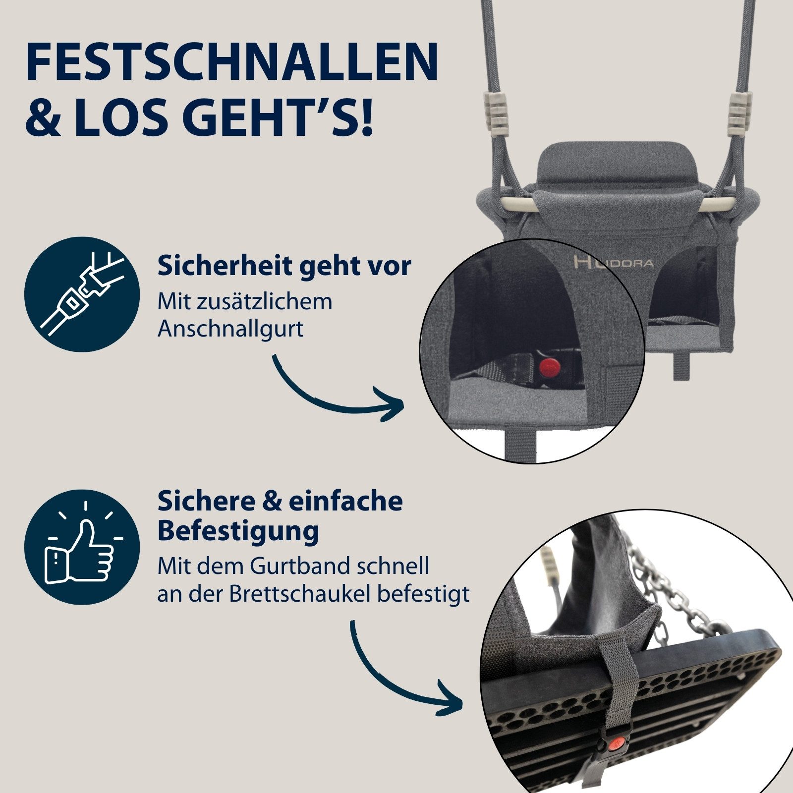 Hudora Babyschaukel Aufsatz Toddler, leicht zu transportieren, für ein unbeschwertes & spaßiges Schaukeln