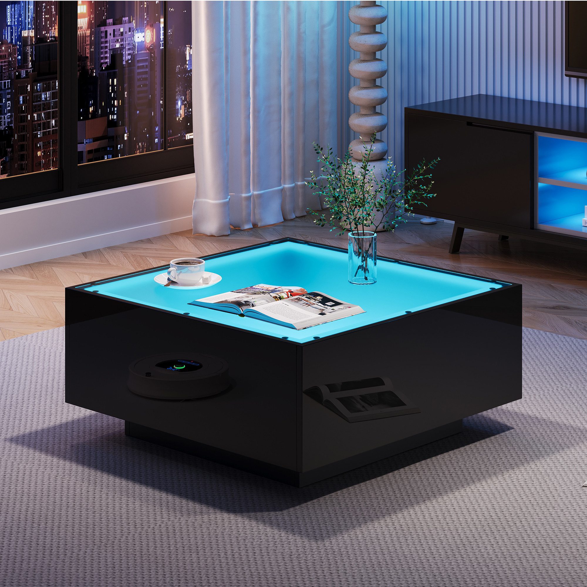 MODFU Couchtisch mit LED-Beleuchtung und gehärteter günstig online kaufen