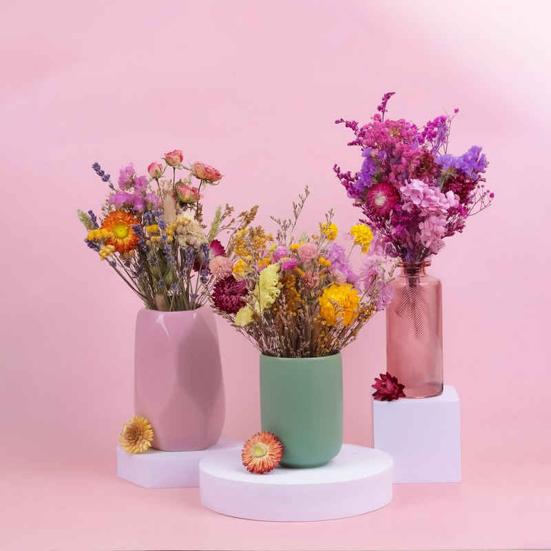 Trockenblume Getrocknete Blüten in frohen Farben - Pinke Töne, Kunstharz.Art