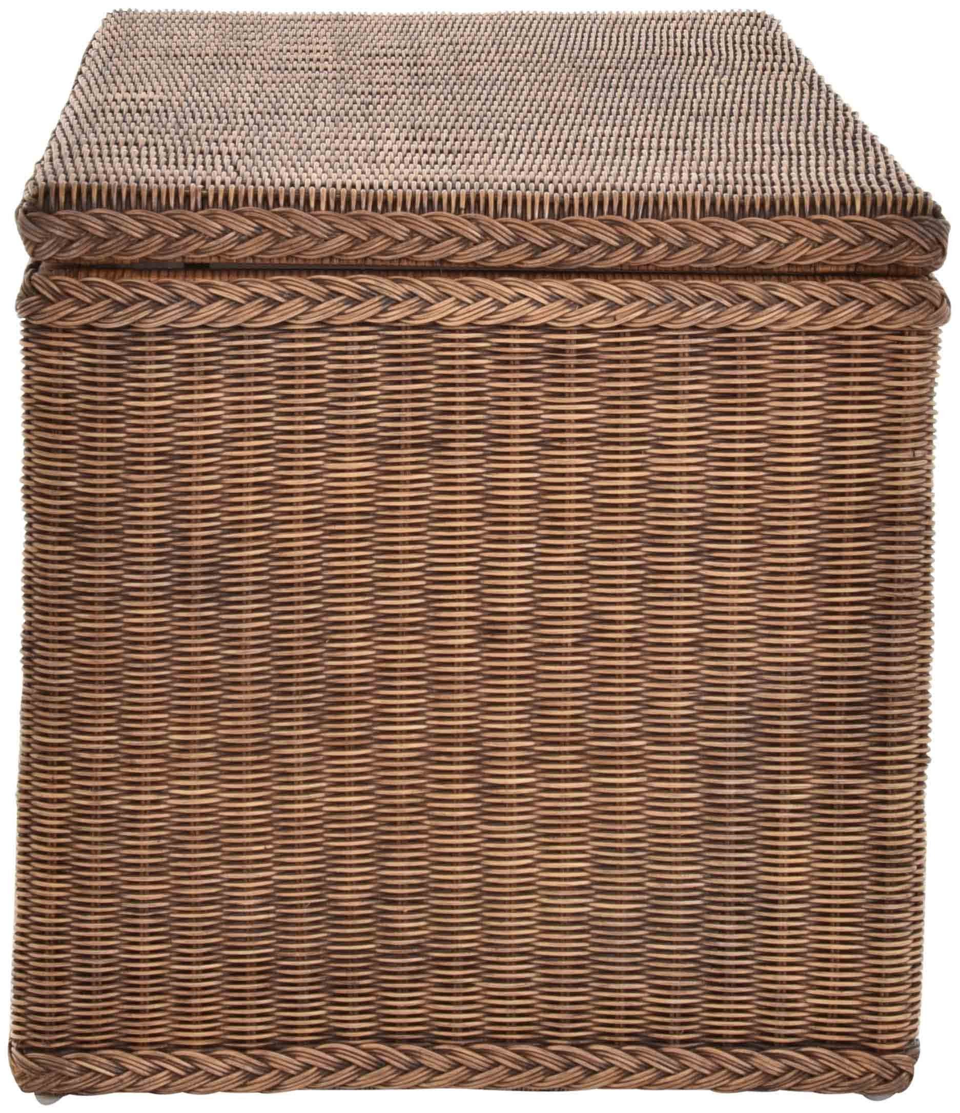 Krines Home Truhe Große Rattantruhe MAX Wäschetruhe mit Deckel Natur Rattan Truhe, Aufbewahrung XXL 115x55x55cm