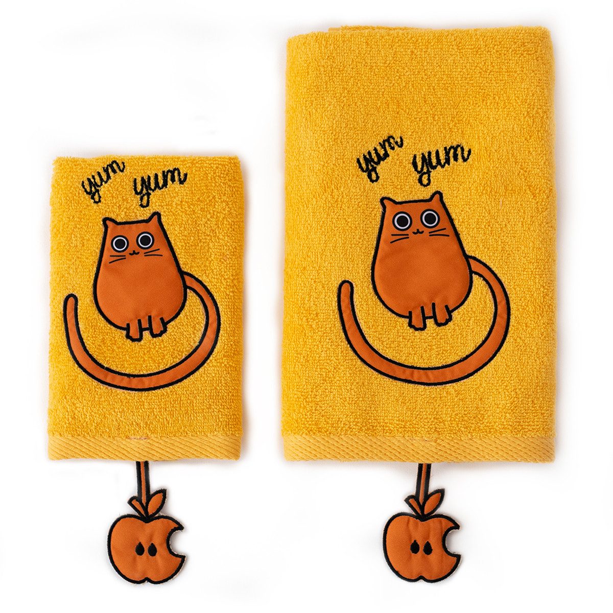 MILK&MOO Duschtuch Milk&Moo Tombish Cat Kinder Handtuch Set – Weich, saugfähig & hautfreu, (1-St)