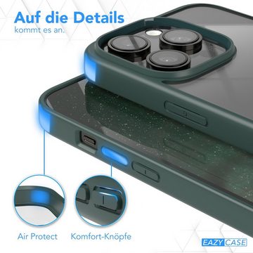 EAZY CASE Handyhülle Bumper Case für Apple iPhone 14 Pro 6,1 Zoll, Hybrid Handyhülle mit Displayschutz Backcover stoßfest Rand Nacht Grün