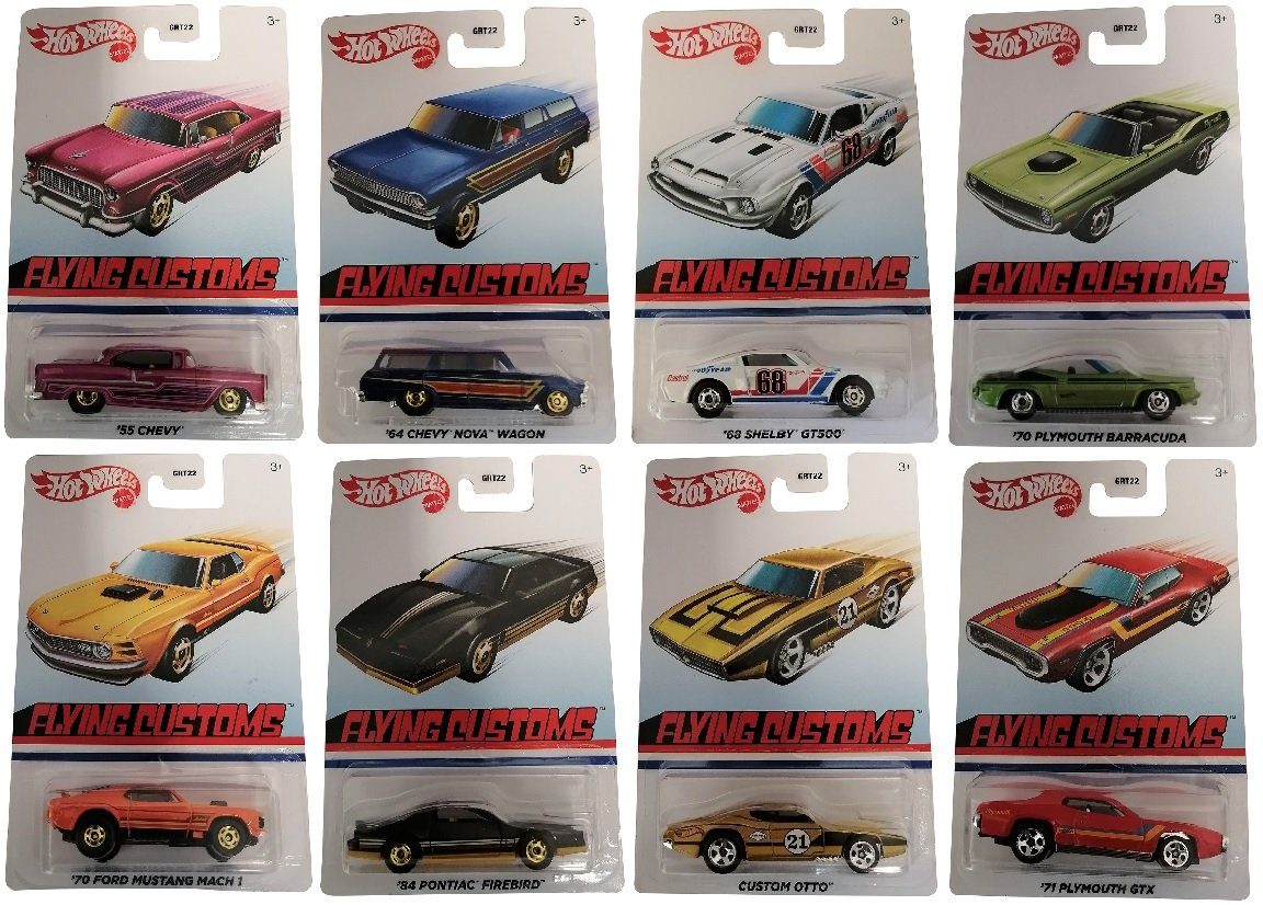 Sportwagen Hot GRT22 Shelby Flying Mattel Wheels Chevy Customs Wheels 8er-Set Hot Spielzeug-Auto