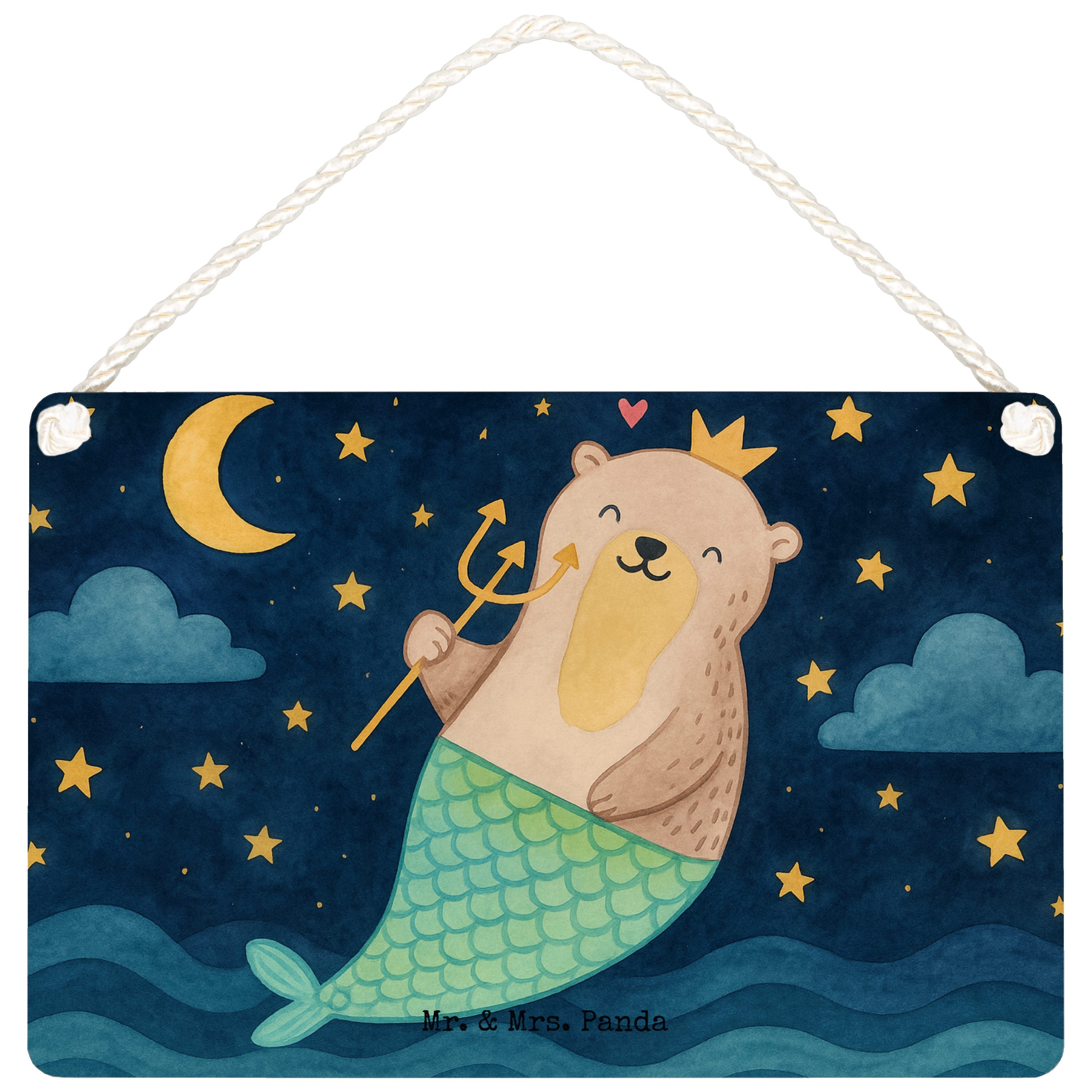 Mr. & Mrs. Panda Hinweisschild Wassermann Astrologie Design, Schild DIN A6, Weiß, Geschenk, Wandbild, (Packung, 1 St)