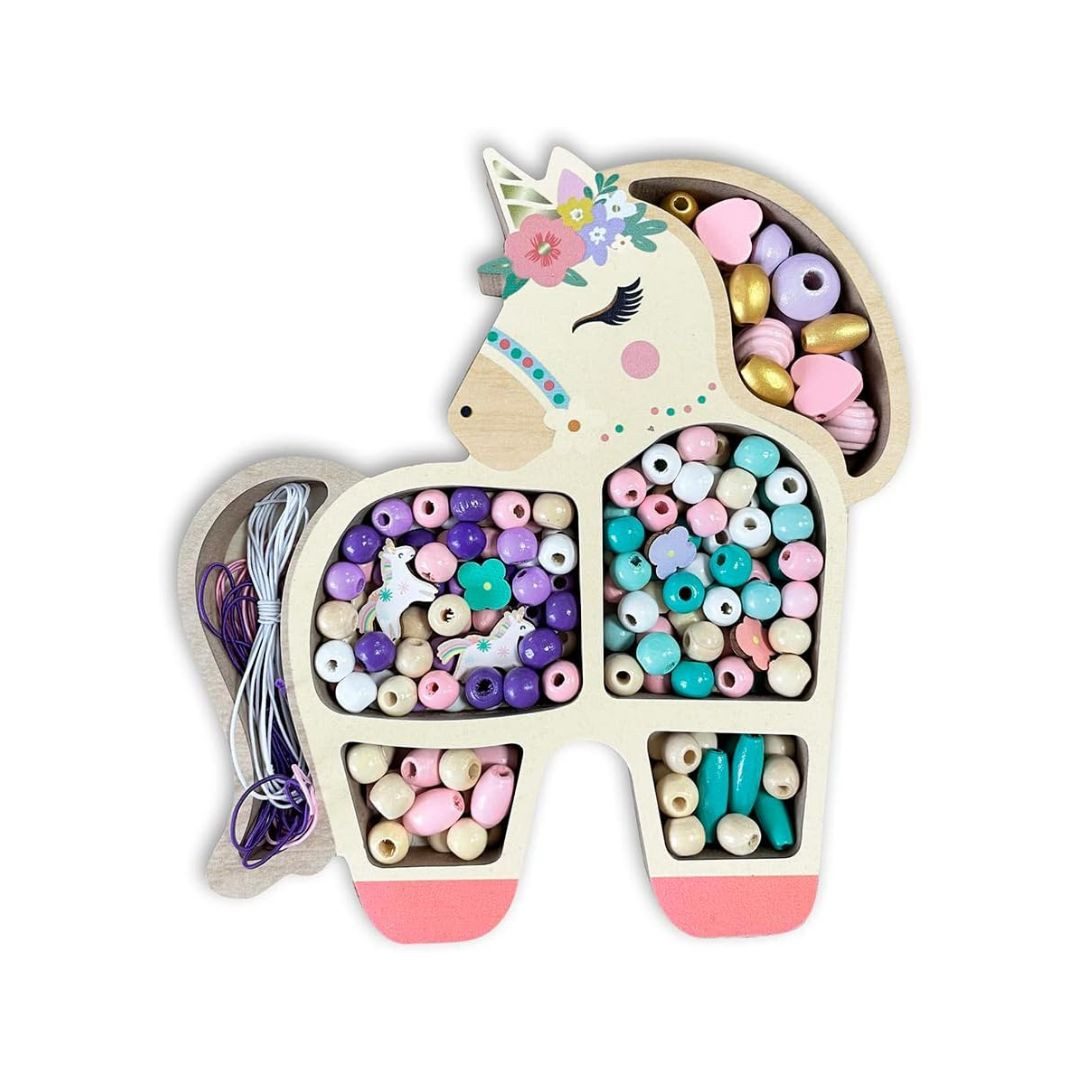 suebidou Bastelperlen Holzperlen in Pastellfarben 170 Stück zum Fädeln Motorikspiel, nachhaltig, kreativ